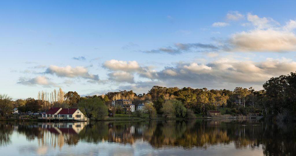 VIew across the water to Daylesford