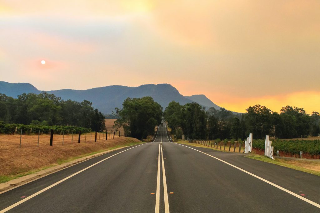 A wide open road in the Hunter Valley