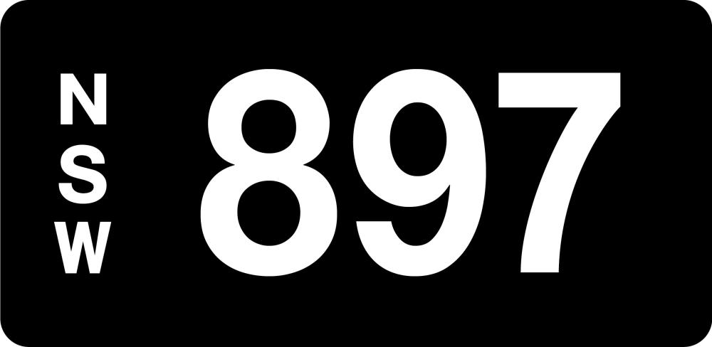 NSW Numeric Number Plate '897'