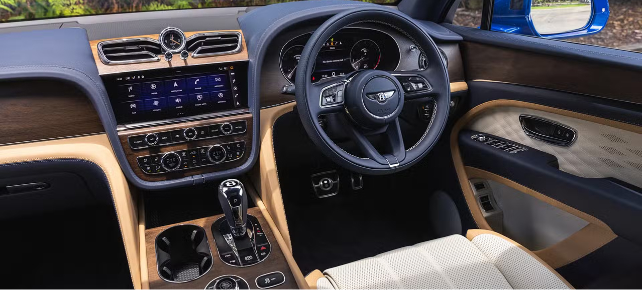 Bentley interior showing infotainment system
