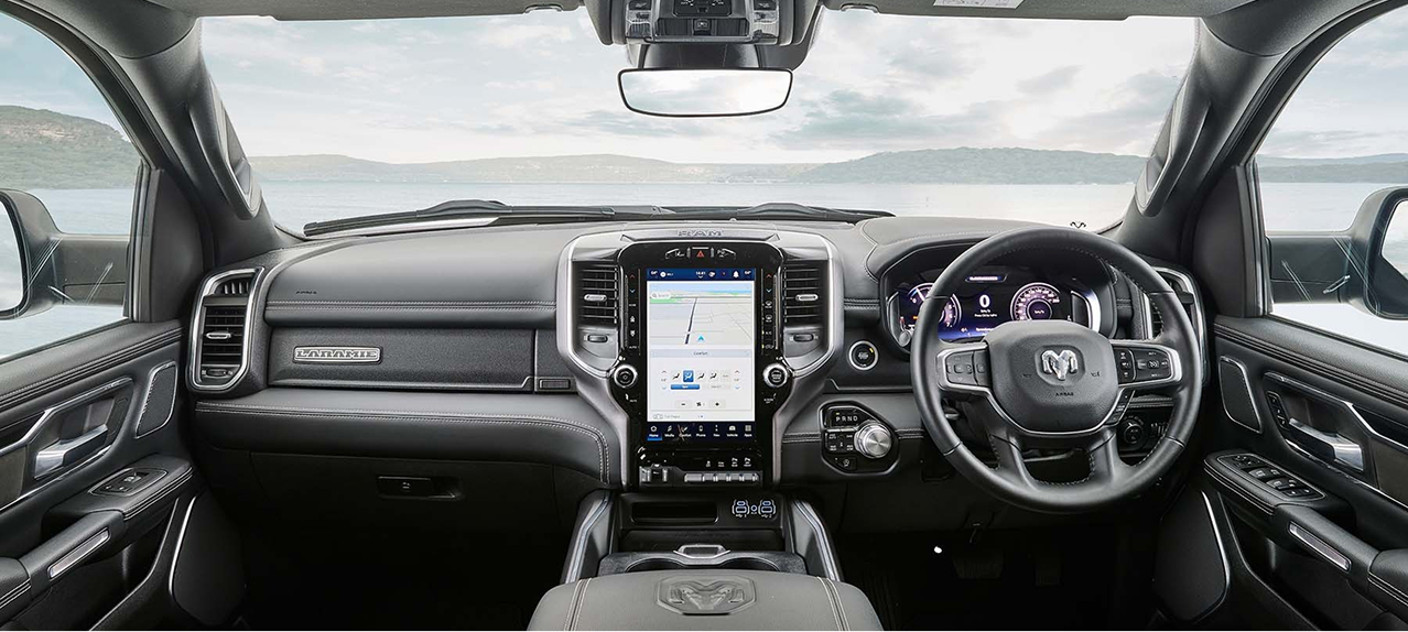Dodge interior showing infotainment system