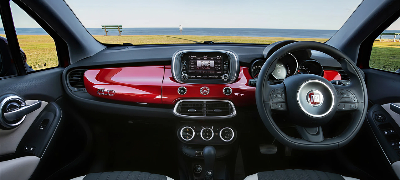 Fiat interior showing infotainment system