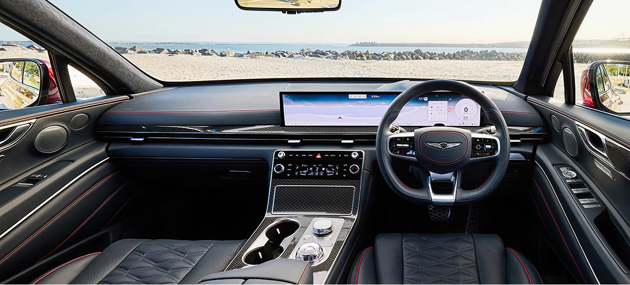 Genesis interior showing infotainment system