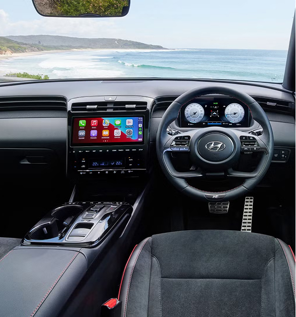 Hyundai interior showing infotainment system