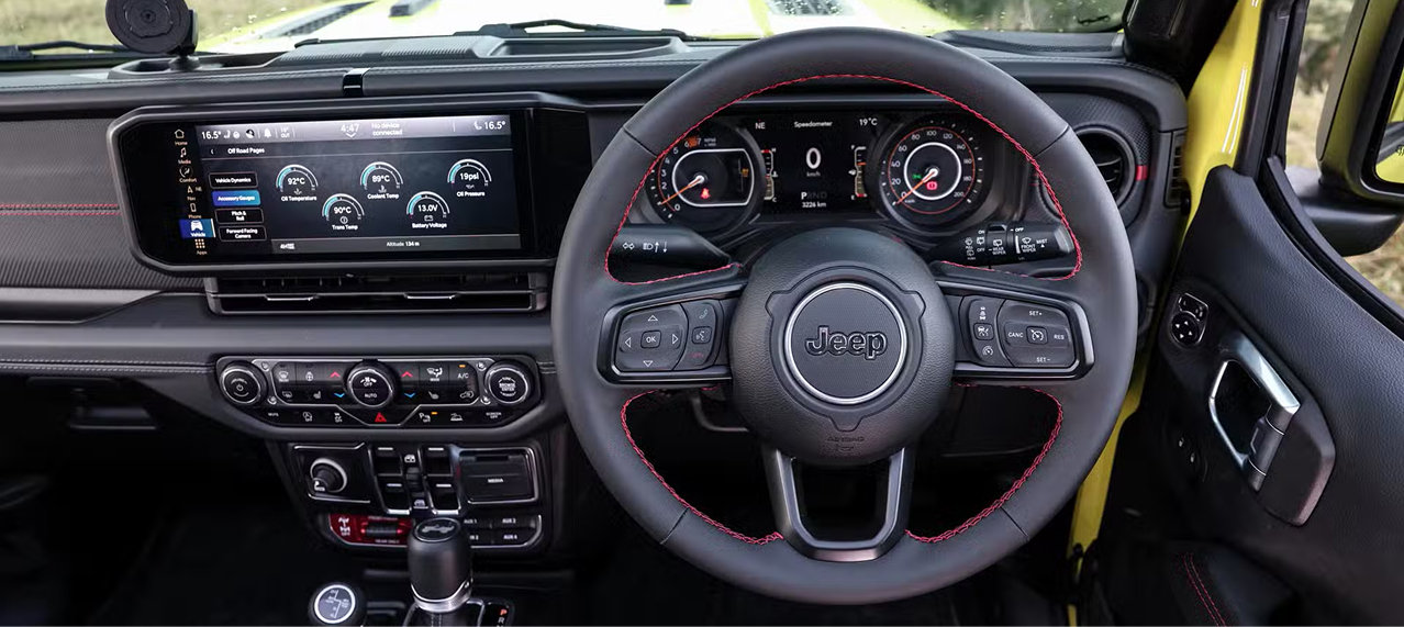 Jeep interior showing infotainment system