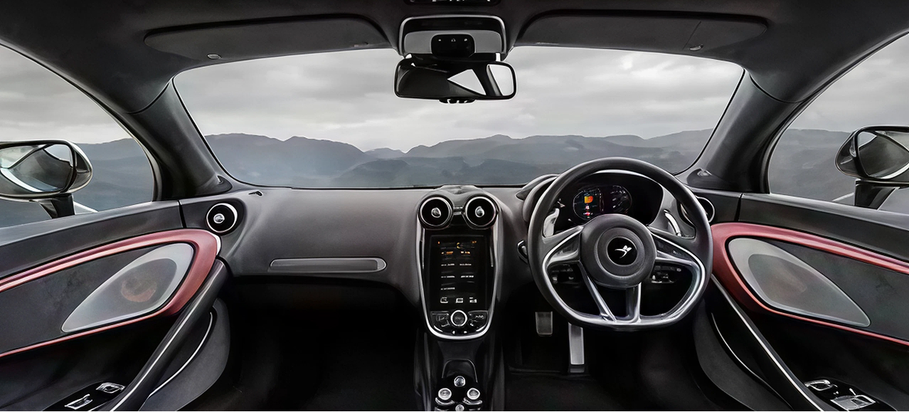 McLaren interior showing infotainment system