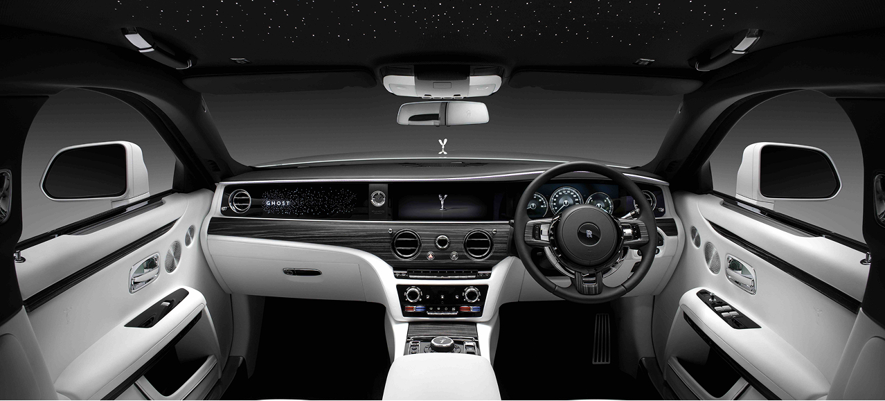Rolls Royce interior showing infotainment system